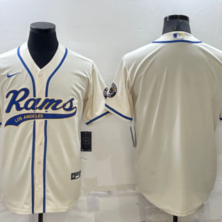 Men's Los Angeles Rams Blank Bone Cool Base Stitched Baseball Jersey