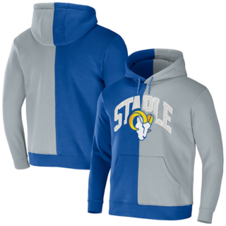 Men's Los Angeles Rams Royal Grey Split Logo Pullover Hoodie
