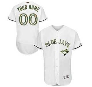 Men's Majestic Toronto Blue Jays Customized Authentic White 2016 Memorial Day Fashion Flex Base MLB Jersey