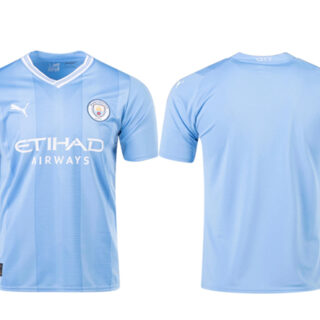 Men's Manchester City Blank 2023 24 Blue Away Soccer Jersey