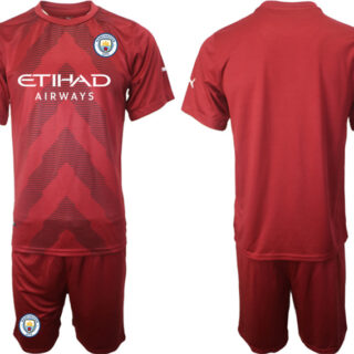 Men's Manchester City Red goalkeeper Blank Jersey