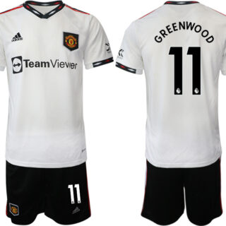 Men's Manchester United #11 Greenwoond White Away Soccer Jersey Suit