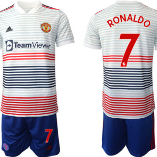 Men's Manchester United #7 Ranoldo 22 23 White Away Soccer Jersey Suit