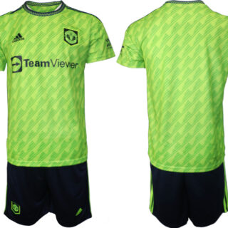 Men's Manchester United Blank 22 23 Green Away Soccer Jersey Suit