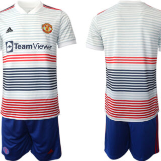 Men's Manchester United Blank 22 23 White Away Soccer Jersey Suit