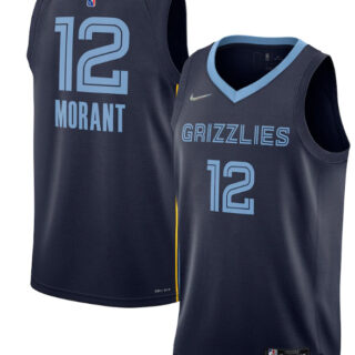 Men's Memphis Grizzlies #12 Ja Morant 75th Anniversary 2021 Navy Swingman Stitched Jersey