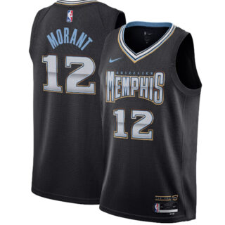 Men's Memphis Grizzlies #12 Ja Morant Black 2022 23 City Edition Stitched Basketball Jersey
