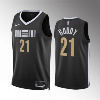 Men's Memphis Grizzlies #21 David Roddy Black 2023 24 City Edition Stitched Basketball Jersey