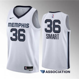 Men's Memphis Grizzlies #36 Marcus Smart White Association Edition Stitched Basketball Jersey