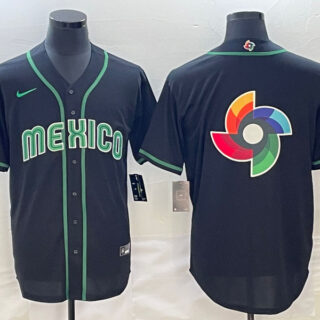 Men's Mexico Baseball 2023 Black World Baseball Big Logo Classic Stitched JerseyS 1