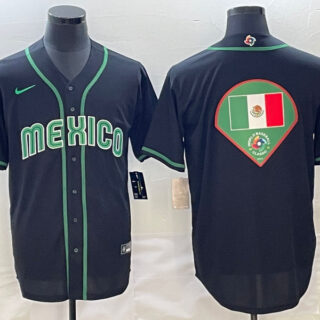 Men's Mexico Baseball 2023 Black World Baseball Big Logo Classic Stitched JerseyS