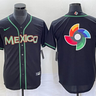 Men's Mexico Baseball 2023 Black World Baseball Classic Team Big Logo Stitched Jersey 2