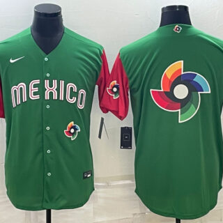 Men's Mexico Baseball 2023 Green World Baseball Big Logo With Patch Classic Stitched Jersey