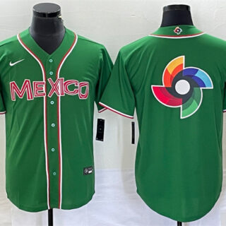 Men's Mexico Baseball 2023 Green World Baseball Classic Team Big Logo Stitched Jersey 1