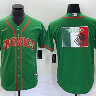 Men's Mexico Baseball 2023 Green World Baseball Classic Team Big Logo Stitched Jerseys 1