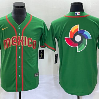 Men's Mexico Baseball 2023 Green World Baseball Classic Team Big Logo Stitched Jerseys