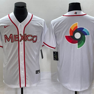 Men's Mexico Baseball 2023 White World Baseball Classic Team Big Logo Stitched Jersey 3