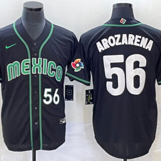 Men's Mexico Baseball #56 Randy Arozarena 2023 Black World Baseball Classic Stitched Jersey 1