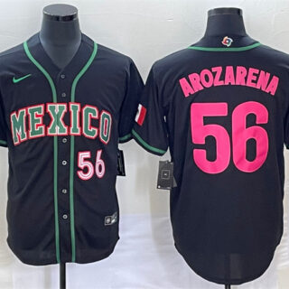 Men's Mexico Baseball #56 Randy Arozarena 2023 Black World Baseball Classic With Patch Stitched Jersey