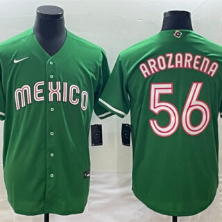 Men's Mexico Baseball #56 Randy Arozarena 2023 Green World Baseball Classic Stitched Jersey