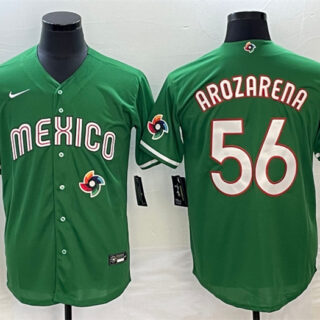 Men's Mexico Baseball #56 Randy Arozarena 2023 Green World Baseball Classic With Patch Stitched Jersey