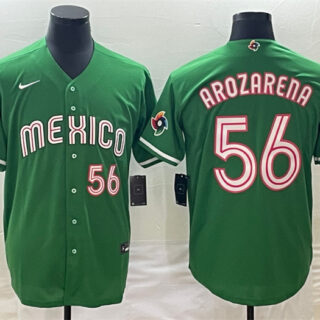 Men's Mexico Baseball #56 Randy Arozarena 2023 Green World Baseball Classic With Patch Stitched Jersey