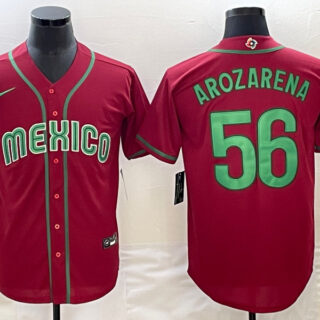 Men's Mexico Baseball #56 Randy Arozarena 2023 Red World Baseball Classic Stitched Jersey