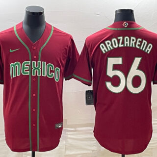 Men's Mexico Baseball #56 Randy Arozarena 2023 Red World Baseball Classic Stitched JerseyS