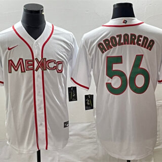 Men's Mexico Baseball #56 Randy Arozarena 2023 White World Baseball Classic Stitched Jersey