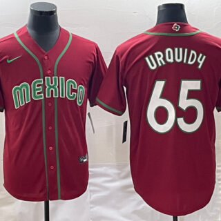 Men's Mexico Baseball #65 Giovanny Gallegos 2023 Red World Baseball Classic Stitched Jersey