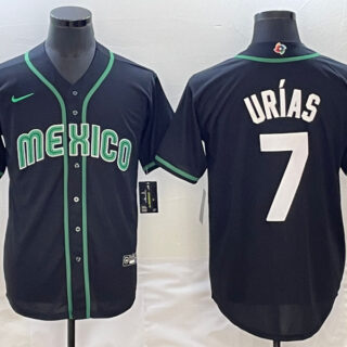 Men's Mexico Baseball #7 Julio Urías 2023 Black World Baseball Classic Stitched JerseyS