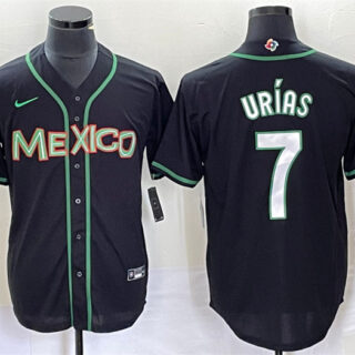 Men's Mexico Baseball #7 Julio Urías 2023 Black World Baseball With Patch Classic Stitched Jerseys
