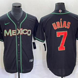 Men's Mexico Baseball #7 Julio Urías 2023 Black World Baseball With Patch Classic Stitched Jerseys