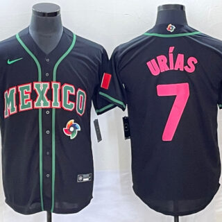Men's Mexico Baseball #7 Julio Urías 2023 Black World Baseball With Patch Classic Stitched Jersey 7