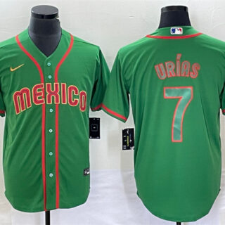 Men's Mexico Baseball #7 Julio Urías 2023 Green World Baseball With Patch Classic Stitched Jersey 2