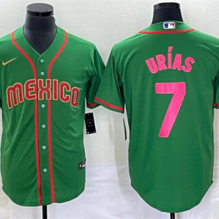 Men's Mexico Baseball #7 Julio Urías 2023 Green World Baseball With Patch Classic Stitched Jersey 4