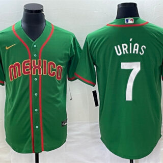 Men's Mexico Baseball #7 Julio Urías 2023 Green World Baseball With Patch Classic Stitched Jersey