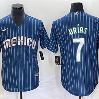 Men's Mexico Baseball #7 Julio Urías 2023 Navy World Baseball Classic Stitched Jersey