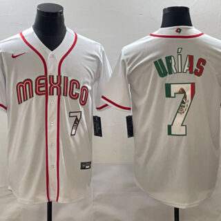 Men's Mexico Baseball #7 Julio Urías 2023 White World Baseball Classic Stitched Jersey