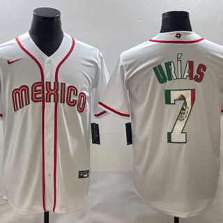 Men's Mexico Baseball #7 Julio Urías 2023 White World Baseball Classic Stitched JerseyS