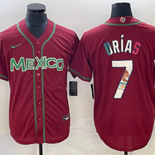 Men's Mexico Baseball #7 Julio Urías Red 2023 World Baseball Classic Stitched Jerseys