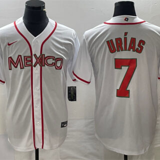 Men's Mexico Baseball #7 Julio Urías White 2023 World Baseball Classic Stitched Jersey 1