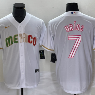 Men's Mexico Baseball #7 Julio Urías White 2023 World Baseball Classic Stitched Jersey