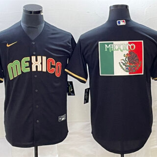 Men's Mexico Baseball Black 2023 World Baseball Classic Team Big Logo Stitched Jersey