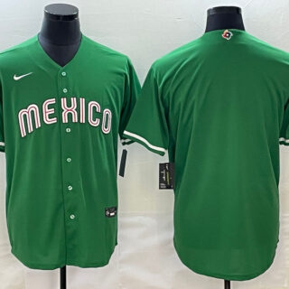 Men's Mexico Baseball Blank 2023 Green World Baseball Classic Stitched Jersey 2