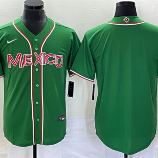 Men's Mexico Baseball Blank 2023 Green World Baseball Classic Stitched Jersey