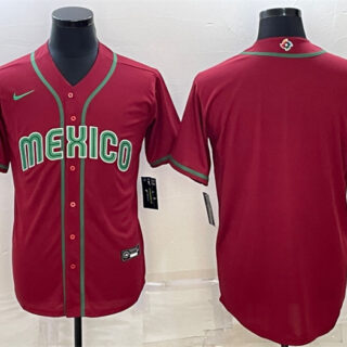Men's Mexico Baseball Blank 2023 Red World Baseball Classic Replica Stitched Jersey