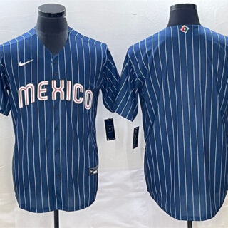 Men's Mexico Baseball Blank Navy World Baseball Classic Stitched Jersey