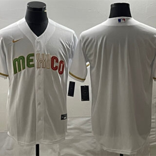 Men's Mexico Baseball Blank White 2023 World Baseball Classic Stitched Jersey