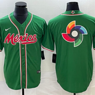 Men's Mexico Baseball Green 2023 World Baseball Classic Team Big Logo Stitched Jersey